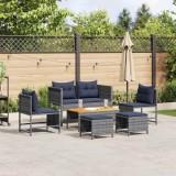VidaXL Set de canapele pentru grădină 6 pcs gri și bleumarin poliratan 4104706
