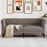 Gossi canapea chesterfield cu 2 locuri, gri taupe, material textil