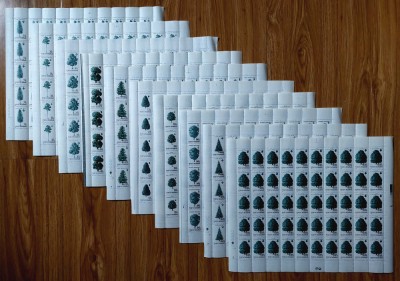 RO 1994 , LP 1343 &amp;quot;Specii forestiere - erori multiple&amp;quot;, serie in coli de 50, MNH foto