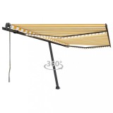 vidaXL Copertină automată cu LED/senzor v&acirc;nt, galben&amp;alb, 450x350 cm