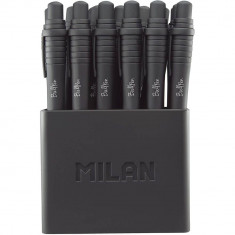 Pixuri Milan Sway, Varf 0.7 mm, 19 Buc/Set, Scriere Neagra, Corp Plastic Negru, Pixuri Milan Negre, Pixuri Scolare, Instrumente de Scris, Pixuri Retra