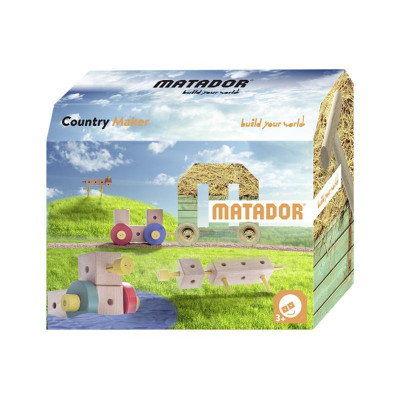 Set cuburi de constructie din lemn Maker World Country, +3 ani, Matador EduKinder World foto