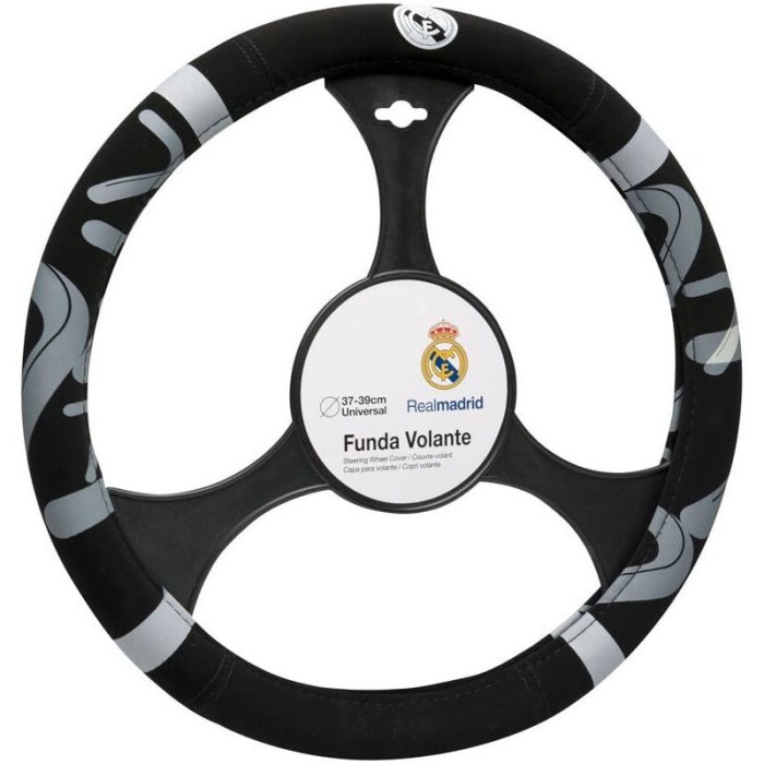 Husa volan Real Madrid, negru cu gri, 37-39 cm Automobile ProTravel