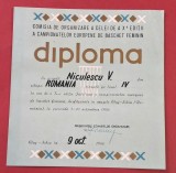 Diploma Sportiva acordata jucatoarei de Baschet VIORICA NICULESCU locul IV cu echipa Rom&acirc;niei a X-a ediție Europene 1966