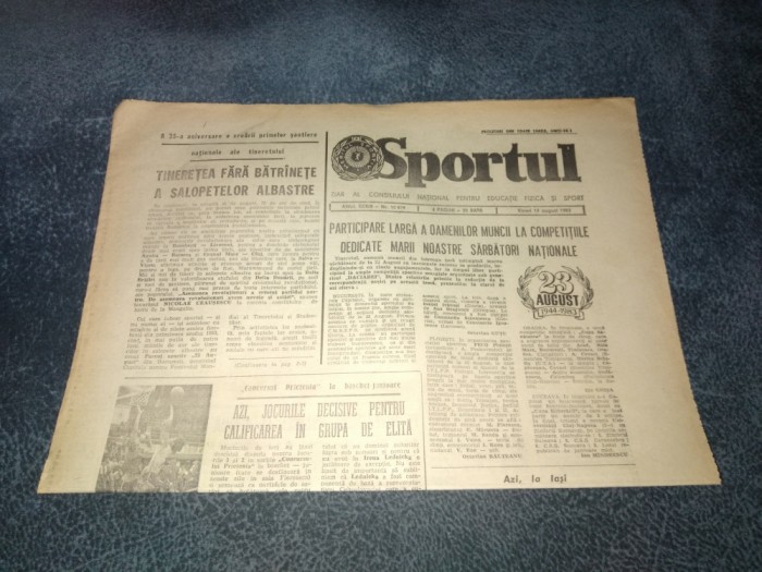 ZIARUL SPORTUL 19 AUGUST 1983