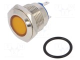 Lampă LED plată galbenă 24VDC 24VAC &Oslash;16mm NINIGI