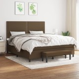 Cumpara ieftin Pat box spring cu saltea, maro &icirc;nchis, 160x200 cm, textil