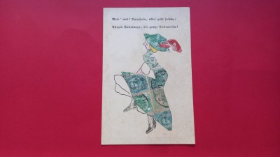 Litografie Dobrogea Constanta colaj timbre 1889 foto
