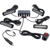 Cumpara ieftin Set 4 lampi LED 6 Leduri, Tip Stroboscop De Avertizare, Galben, Flash, cu Controler, 12V-24V