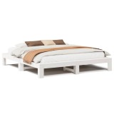 Cumpara ieftin Cadru de pat fara saltea, alb, 200x200 cm, lemn masiv pin