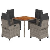 Cumpara ieftin Set mobilier de gradina cu perne, 5 piese, gri, poliratan