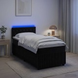 Cumpara ieftin Pat boxspring cu saltea cu benzi LED Negru 80 x 200 cm Catifea