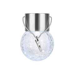 Lampa Solara Flippy, LED, Tip Candelabru Mic, Cu Bila Din Sticla Crapata, Exterioara, Impermeabila, Iluminare 6-12 H, Alb foto