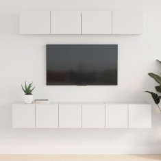 vidaXL Set dulap TV, 5 piese, alb, lemn prelucrat