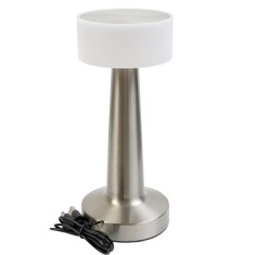 Lampa de masa, Bravo Lighting, 1 W, 65 lumeni, 1800 mAh, Alb/Argintiu