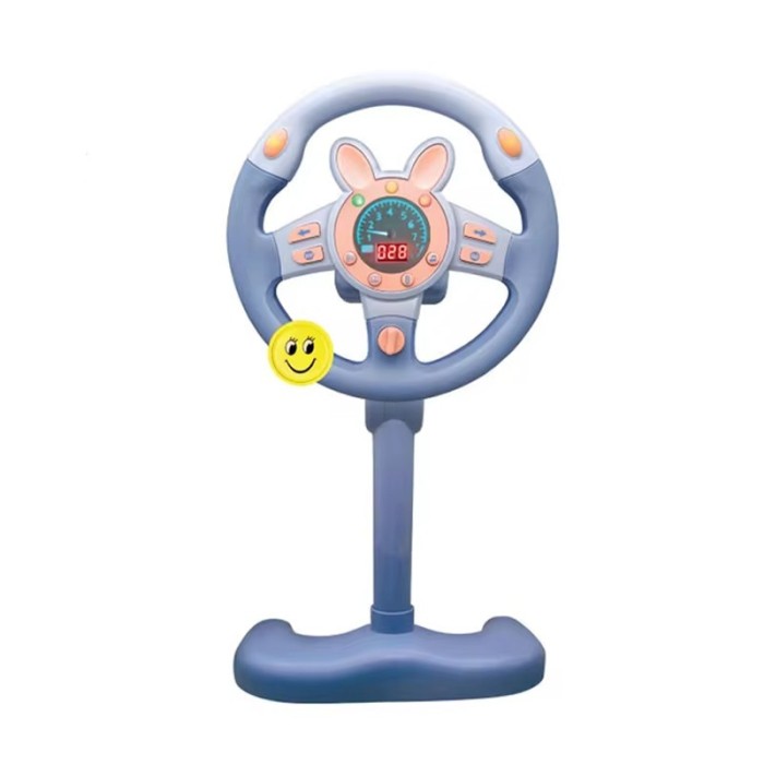 Volan auto interactiv, sunete si lumini, rotire 360 grade, 13 functii, kilometraj digital, diametru 25 cm, albastru