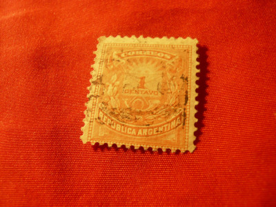 Timbru Argentina 1882 , 1C rosu stampilat foto