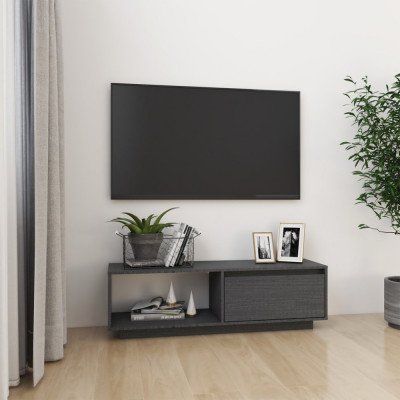 Comodă TV, gri, 110x30x33,5 cm, lemn masiv de pin foto