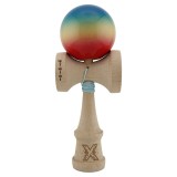 Kendama X Originala, Profesionala, Cyrax, Big Cups V2, Super Sticky Cupe Mari, Rulment Metalic cu Ata 55 cm, Rosu/Galben/Albastru