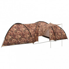 vidaXL Cort camping tip iglu, 8 persoane, camuflaj, 650x240x190 cm