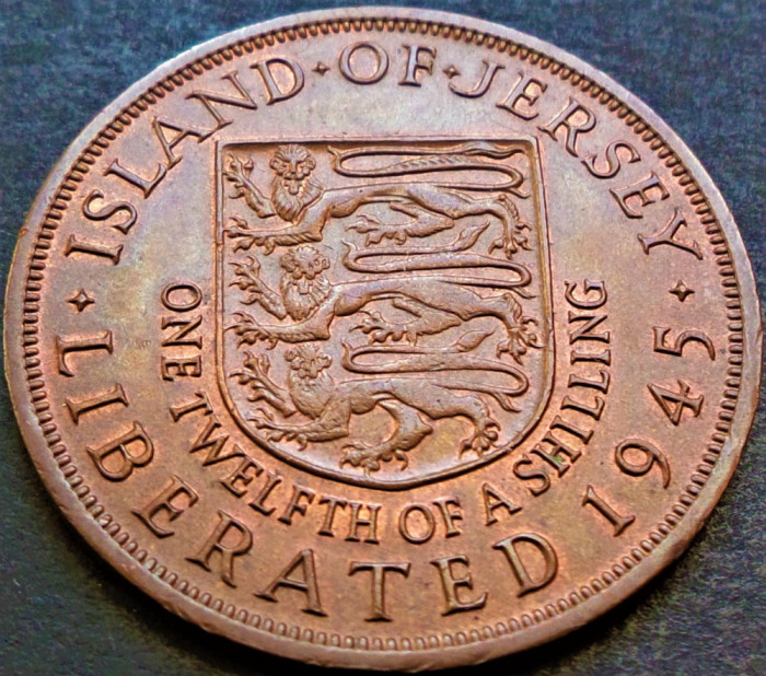 Moneda istorica 1/12 SHILLING - INSULA JERSEY, anul 1945 * cod 750