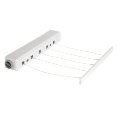 Uscator rufe, din plastic, 45 x 8 x 7 cm, 5 sfori retractabile, 21 m, alb