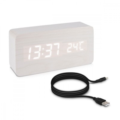 Ceas cu afisare temperatura si data Kwmobile, Alb/Negru, Plastic, 38877 foto