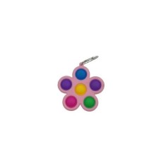 Jucarie push pop bubble fidget, pop it, breloc antistres, floare, multicolor/roz