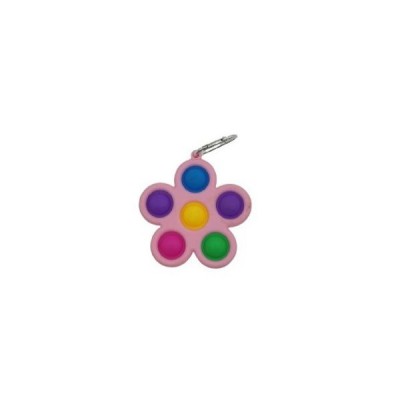 Jucarie push pop bubble fidget, pop it, breloc antistres, floare, multicolor/roz foto