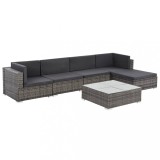 VidaXL Set mobilier de grădină cu perne, 6 piese, gri, poliratan