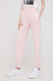 Cumpara ieftin United Colors of Benetton pantaloni de trening din bumbac femei, culoarea roz, neted