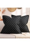 Huse de pernă 45 x 45 cm Set de 2 Negre Texturate Moale din Poliester Casete decorative pentru pernă &icirc;n stil fermieresc