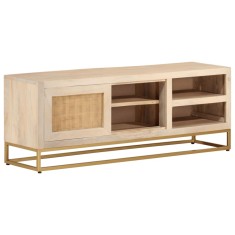 vidaXL Comodă TV, 110x30x40 cm, lemn masiv de mango brut și fier 372022