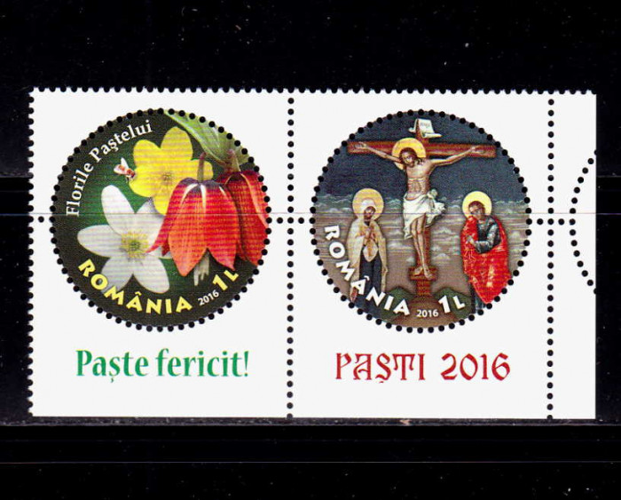 ✅RO 2016 LP 2098 &quot; Sfintele Paste 2016 &quot;,serie cu punte tip II , MNH