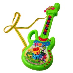 Chitara de Jucarie Pentru Copii cu Agatatoare de Gat, Sunete, 30 cm, Verde