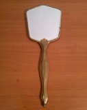 Oglinda de mana Art Deco |bronz dore, cristal| Veche