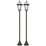 Outsunny Set 2 Lampi Solare de Gradina, Lumini de Exterior Solare cu 2 LED, Aprindere Automata si Durata 6 Ore, Negru | Aosom Romania