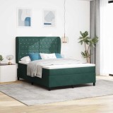 vidaXL Pat cu arcuri cu saltea Verde &icirc;nchis 140 x 200 cm Catifea 3340877