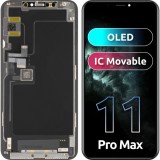 Display cu Touchscreen JK pentru Apple iPhone 11 Pro Max, cu Rama, Versiune OLED IC Movable, Negru