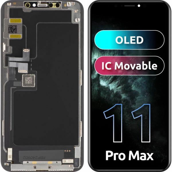 Display cu Touchscreen JK pentru Apple iPhone 11 Pro Max, cu Rama, Versiune OLED IC Movable, Negru