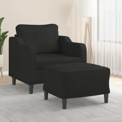 Gossi fotoliu canapea cu taburet, negru, 60 cm, material textil foto