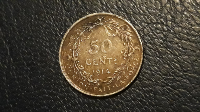 Belgia - 50 cents 1914 - ag.