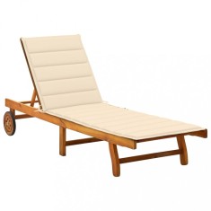 vidaXL Șezlong de grădină cu pernă, lemn masiv de acacia 3061346