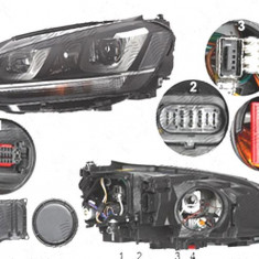 Far Volkswagen Golf 7 (5k), 10.2012-03.2017, fata, Stanga, bi-xenon; cu dynamic cu lumini de curbe; cu LED daytime running light; D3S+H7; electric; f