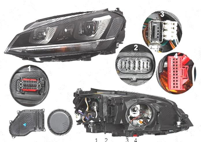 Far Volkswagen Golf 7 (5k), 10.2012-03.2017, fata, Stanga, bi-xenon; cu dynamic cu lumini de curbe; cu LED daytime running light; D3S+H7; electric; f