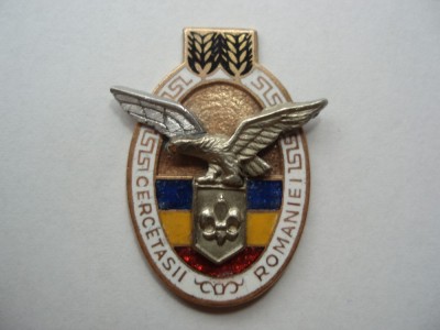ROMANIA - INSIGNA REGALISTA CERCETASII ROMANIEI , DETERIORATA , 1931, CAROL II, IM1.229 foto