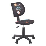 Scaun birou copii HM Bingo, stofa, baza polipropilena, inaltime reglabila, rotatie 360 , 70 kg, negru