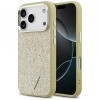 Husa MagSafe pentru Apple iPhone 17 Pro, Guess, Glitter Triangle Logo, Aurie