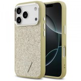 Husa MagSafe pentru Apple iPhone 17 Pro, Guess, Glitter Triangle Logo, Aurie