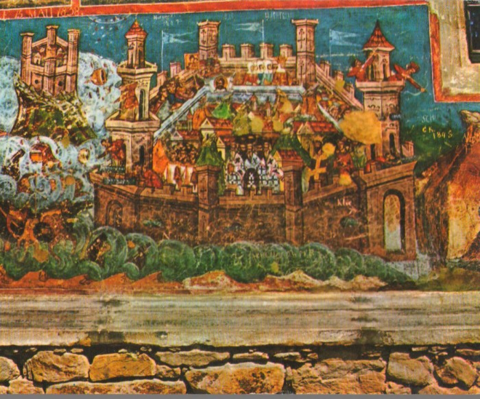CPI B14584 - CARTE POSTALA - MOLDOVITA - ASEDIUL CONSTANTINOPOLULUI - PICTURA